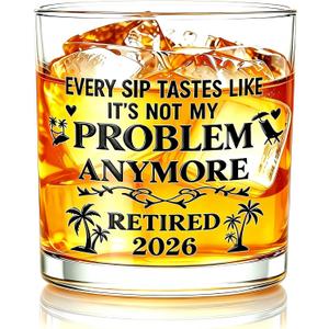 Retirement Gifts for Men 2026 2 Pack Retirement Glass Whiskey Gift for Coworker, Dad, Grandpa, Friend or Colleague, Goodbye & Farewell Gift, Black