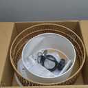 4-Light Boho Rattan Chandelier, 18" Rattan Pendant Light with Fabric Shade, Farmhouse Boho Hanging Chandelier for Dining Room, Living Room, Kitchen Island, Bedroom, Hallway, Foyer (Brown+Beige)