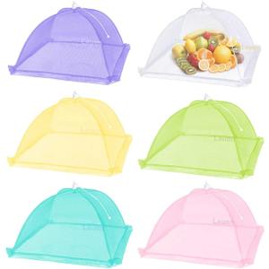 Food Cover Mesh Food Tent, 17"x17", Nylon Covers, Pop-Up Umbrella Screen Tents, Collapsible and Reusable Patio Bug Net for BBQ, Picnics, Parties, Camping, Outdoor - 6 Colors