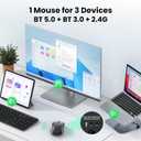 TECKNET Rechargeable Bluetooth Mouse, [ USB + BT5.0 + BT3.0 ] Wireless Mouse, Ergonomic Design, Silent Click, 6-Level 4800 DPI Wireless Mice, 3-Device Switching for Laptop, Computer, MacBookBlack