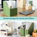 Magazine Holder - File Holder and Desk Organizer, Cardboard Book Organizer and Storage Box for Documents, Magazine Holder Rack for Office, Home and Classroom (Leaf Green, 6-Pack)