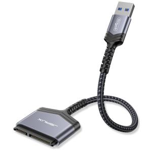 JSAUX SATA to USB Cable, USB 3.0 to 2.5 SATA III Hard Drive Adapter Aluminum Shell Nylon Cord External Converter for SSD/HDD Supports UASP, Trim and Smart Compatible with Windows, MacOS and Linux (Grey)