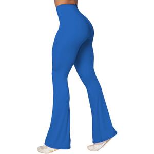 Sunzel Flare Leggings, Crossover Yoga Pants with Tummy Control, High-Waisted and Wide Leg (Blue)