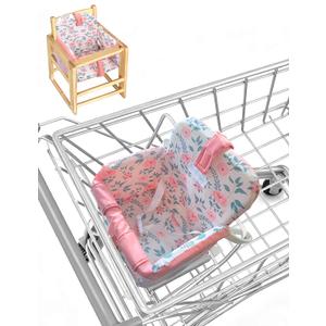 Shopping Cart Cover for Baby Girl, High Chair Cover for Restaurant, Padded, Hygienic Grocery Cart Seat Cover & Swing Insert with Safety Harness & Pockets, Machine Washable (Pink)