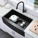 33 inch Black Farmhouse Sink, Modern Single Bowl Stainless Steel Apron Front Farmhouse Kitchen Sink with Dish Grid and Strainer