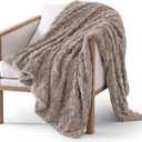 UGG Adalee Faux Fur Throw Blanket Luxury Lightweight Cozy Soft Throw for Couch Bed or Chair Hypoallergenic Machine Washable Double-Sided Fluffy Blanket Home Decor, 50-inch x 70-inch, Oyster Brown