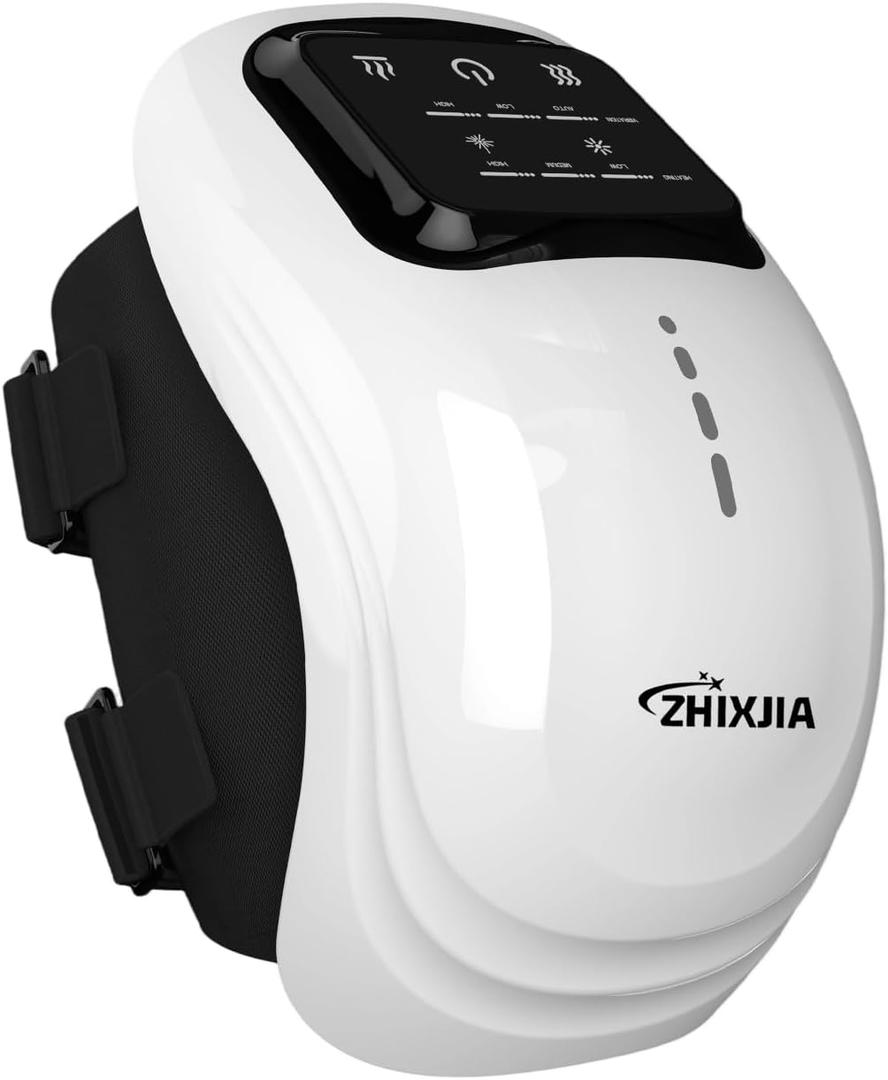 ZHIXJIA Knee Massager Smart with Heat, Red Light and Massage Therapy, 3 Vibration Modes and 3 Heating Levels, 2026 Updated Edition, LED Vitality Joints Knee Massager, Gifts for Grandma & Grandpa, White