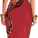 Women's Sleeveless Snake Printed Maxi Dress Sexy Hollow Out High Slit Bodycon Long Dress Evening Gown Party Dress (Red, S)