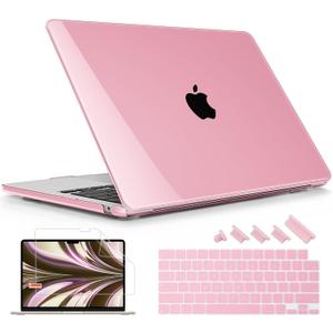 Compatible with MacBook Air 15 inch Case M4 A3241 M3 A3114 M2 A2941 2025 2024 2023 Releaes, Plastic Hard Case with Keyboard Cover for Mac Air 15.3" Fits Touch ID, Crystal Pink
