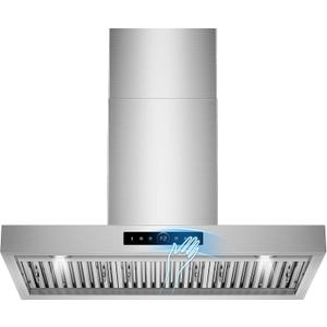 36 inch Range Hood Wall Mount, 1200 CFM with 4-Speed Gesture Sensing & Touch Control, Stainless Steel Ducted Kitchen Stove Vent Hoods with 2 LED Lights, Time Setting, Dishwasher-Safe Baffle Filters