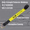 KJE 4 Pack Car Tie Down Straps for Trailers - Tire Ratchet Strap with Flat Hooks - 2" x 10' 10,000LBS Break Strength - Lasso Style Wheel Straps for Hauling UTV, SUV, Any Cars