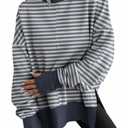 ANRABESS Women Oversized Sweatshirts Thumbhole Long Sleeve Hoodies Shirts 2026 Fall Side Slit Pullover Top Teen Y2k Outfits Grey Blue Striped Large