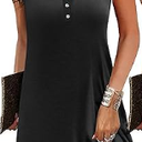 Ekouaer Tank Nightgowns for Women Sexy Night Gown Sleeveless Sleepwear Soft Sleep Dress Button Sleepshirt Black  S