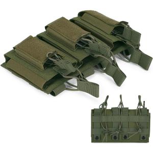 CamGo Triple Mag Pouch Tactical Molle Magazine Pouches Elastic Open-Top Tripple Magazine Holder for 5.56mm M4/M14/M16/AK/AR Rifle Pistol Magazines Carrier