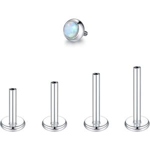 16G Internally Thread Labret Stainless Steel Lip Ring Studs Opal Monroe Lip Tragus Cartilage Helix Earring Ring 6/8/10/12mm Body Piercing Jewelry