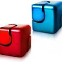 2pc Fidget Spinner Toys Cube Adults, Easter Basket Stuffers for Teens Metal EDC Cool Desk Gadgets Office Toys Small Anxiety Figette Sensory Toy, ADHD Tool Fingears Figet Stress Valentine Gift for Boy (Blue+red)