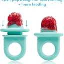 Frida Baby Push Pop Feeder, Baby Fruit Food Feeder to Safely Introduce New Foods, Fresh + Frozen, Silicone, BPA Free, Dishwasher Safe | 3 Count, Teal