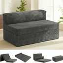 5-in-1 Convertible Sofa Bed, Boneless Loveseat Sleeper with Removable Cushions & Washable Corduroy Cover, Futon Sofa Bed with Handle, Pull Out Couch for Small Spaces, Full Size, Grey