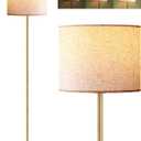 Floor Lamp Gold, Small Standing Lamp, 58" Tall Lamps with Beige Lampshade, Simple Pole Lamp for Bedroom, On/Off Footswitch, Gold Lamps for Living Room/Office/Boho,Christmas Gift for Kids(No Bulb)