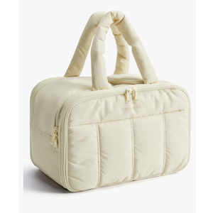 Travel Toiletry Bag Puffy Large Lightweight Cosmetic Makeup Organizer with Handle for Women Accessories Essentials Toiletries Milk White