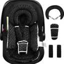 BOMOLOUR Infant Car Seat Insert with Removable Cushion for Baby Preemie Newborn Infant, Reversible carseat Insert Head Body Support Fits for Stroller, Baby Swing, Rocker, Bouncer, Bassinet - Black
