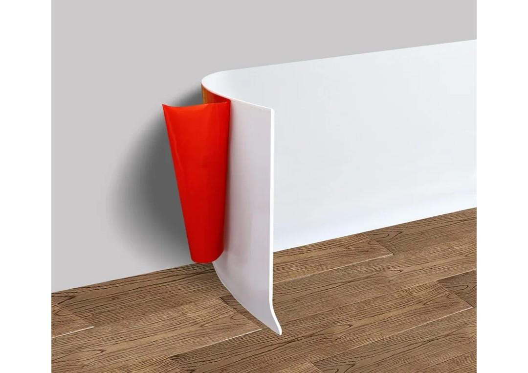 Vinyl Wall Base Baseboard Molding Trim 4" Flexible Self Adhesive Rubber Wall Base Moulding Trim Peel and Stick Design, 4 Inch x 60 Feet, White