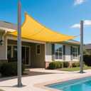 2 Pack Sun Shade Poles 10Ft Shade Sail Poles with Flat Base 2.4" Diameter Heavy Duty Shade Sail Post with 3 Rings for Garden Yard Backyard Ground Grassland