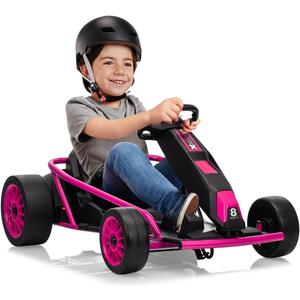 24V Go Kart for Kids 8-12 Years, 300W*2 Extra Powerful Motors, 9Ah Large Battery 8.1MPH High Speed Drifting with Power Display,Music, Horn, Max Load 155Lbs Outdoor Ride On Toy for Teens, Rose