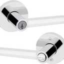 Kwikset Milan Entry Door Handle with Lock and Key, Secure Keyed Reversible Lever Exterior, Doorlock, For Front Entrance and Bedrooms, Polished Chrome, Pick Resistant Smartkey Rekey Security