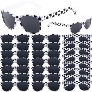 CHUNNIN 16 Pack Soccer Sunglasses White Black Frame Sunglasses Bulk for Soccer Party Favors Sports Plastic Glasses for Team Gifts Birthday Goodie Bags Stuffers Sports Theme Party Supplies Favors