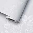 White Wallpaper Silk Embossed Floral Thicken Textured 393in 17.7in