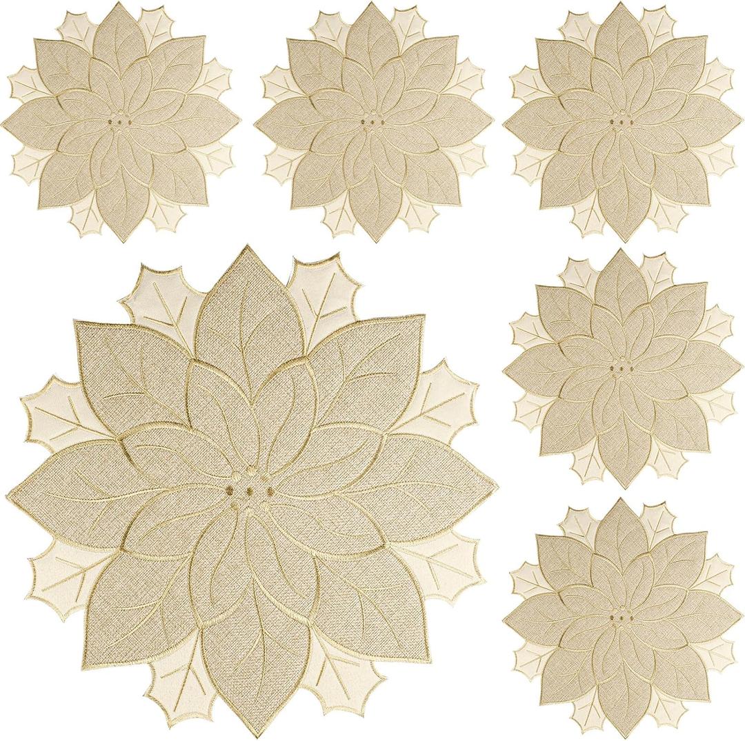 Christmas Placemats Set of 6 Christmas Decorations Indoor Round Placemats for Winter Holiday Party Kitchen Dinning Decorations