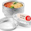 Mr Miracle Pack of 40 Disposable Aluminum Foil Pans with Clear Lids 9 Inch Circular Aluminum Pans, Ideal for Baking, Storing, Heating, Serving - Round Foil Pans with Lids