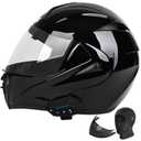 Motorcycle Bluetooth Modular Helmet, DOT Approved Dual Visor Full Face Flip Up Bluetooth Integrated Motorcycle Helmet for Adults Men and Women (Blue,Medium)