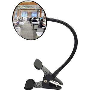Ampper Acrylic Clip On Rear View Cubicle Mirror, Flexible Convex Security Mirror for Personal Safety Desk Rearview Monitors or Anywhere (3.75", Round)