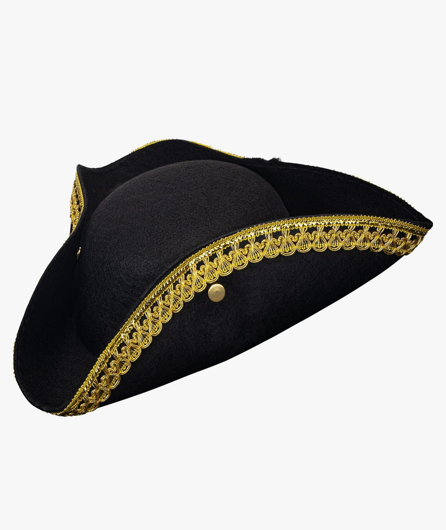 Dress Up America Tricorn Hat for Adults - Historical Colonial Hat for Men - Black - One Size