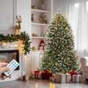 YITAHOME Prelit Christmas Tree 6FT with Remote, Frosted Green Bell Artificial Hinged Christmas Tree with Pre-Decorated Pine Cones & Berries, 450 Color Changing Lights, 11 Modes