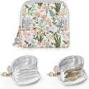 Travel Jewelry Organizer Case, Velvet Jewelry Organizer Storage Bag with Zipper, Journey Rings, Necklaces, Earrings, Bracelets for Women (Flower-Grass)