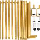 Mumusuki Over The Table Rod Stand with Clamps, 29-55in Tall 46-100in Length Iron Balloon Arch Stand Flower Table Arch for Birthday Party Wedding Xmas Decoration (Gold)