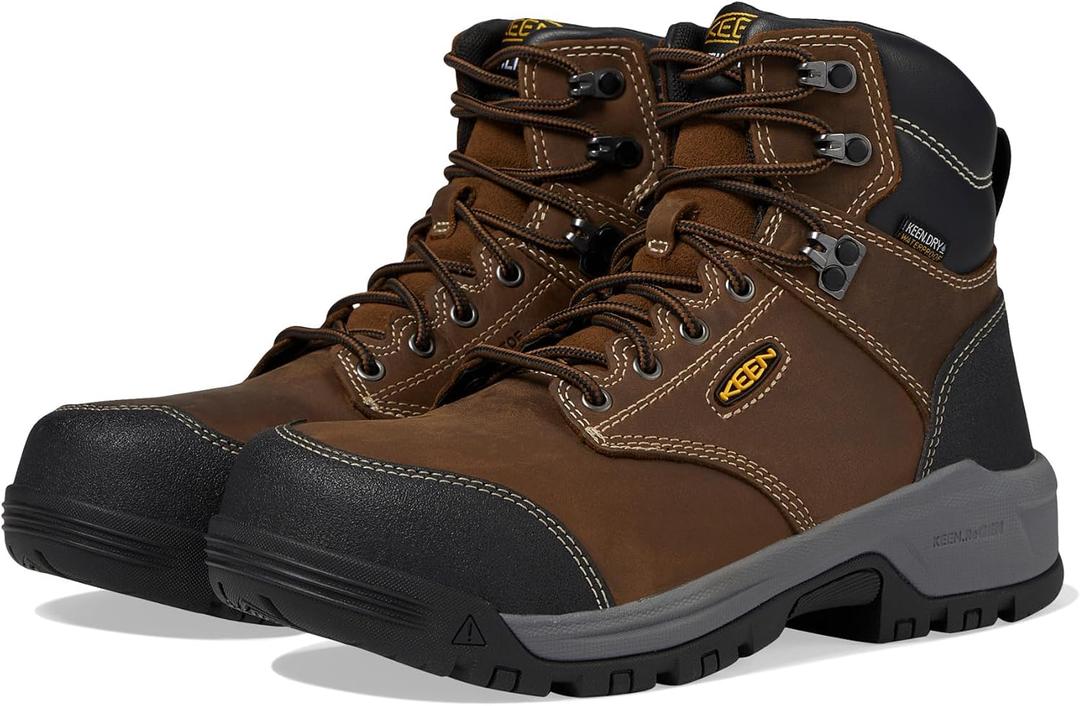 KEEN Utility Women's Evanston 6" Composite Toe Waterproof Leather Durable Construction Work Boots, Bison/Black, 10 W