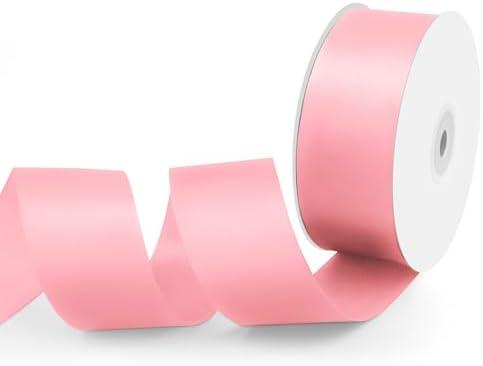 Isaspire 1-1/2" Width x 50 Yards Satin Fabric Ribbon, Light Pink Ribbon Perfect for DIY Bows, Swags, Gift Wrapping, Craft, Flower Bouquet，Christmas and Party Decoration, 3 Pack