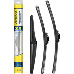 JINGOU 24"/ 18"/ 10"Pure Natural Rubber Wiper Blade Runs Smoothly and Providing a Good View, Compatible with 2018 2019 2020 2021 2022 Jeep Compass Back Windshield Wipers(Pack of 3)