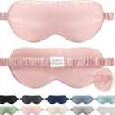 Mulberry Silk Blackout Adjustable Sleep Eye Mask for Men/Women Travel Plane,Blush Pink