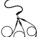 Double Dog Leash,No Tangle Dual Leash with Reflective Strips,Detachable 360 Swivel for Walking and Training Small Medium and Large Dogs(Black,3 in 1)