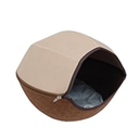 Large Cat Tunnel Bed for Indoor Cats Up to 30 Lbs Peekaboo Donut Cave with Catnip and Plush Toys Scratch Resistant Felt Design Detachable and Washable Cat Tunnel (Beige, L)