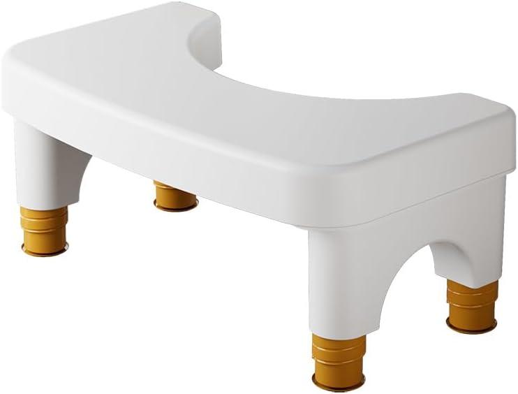 Toilet Stool Squat for Adults, Adjustable Poop Stool for Bathroom-6", 7", 8" and 9", Non-Slip Potty Step Stool for Adults, White