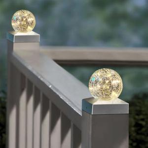 SUNNYPARK 2PK Solar Post Cap Lights -Waterproof Outdoor Cap Lights for Deck, Fence, Patio, LED Garden Decorative Lights for Wooden or Vinyl Posts - Warm White