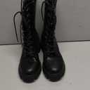 FITORY Women’s Combat Boots Lightweight Lace up Side Zipper Ankle Botas High Heel Chunky Platform Lug Sole Booties 2026 Size 8