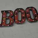 Boo Sign Light Up Halloween Mantel Decor - 8.5 Inch Boo LED Marquee Letters Halloween Decorations Indoor - Battery Operated Lights for Kitchen Table Bedroom Living Room Home Wall Party Decor (Black)