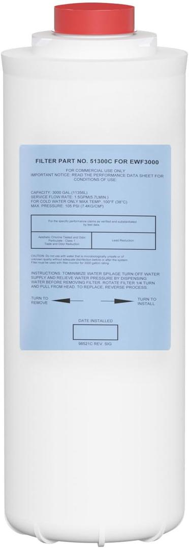 51300C Water Replacement Filter Compatible with Elkay 51300C EWF3000, and Ezh20 Bottle Filling Station, 3000 Gallon Water Filter Replacement for ERF750, 51299C, 55898C (No Chip) 1 Pack